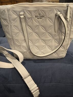 kate spade Silver quilted tote with detachable strap
